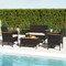 4 Piece Patio Wicker Metal Frame Conversation Set with 2 Rattan Chairs and Loveseat